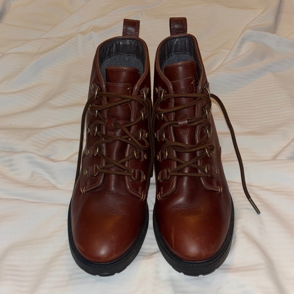 Cole Haan Brown Leather Lace-Up Boots
